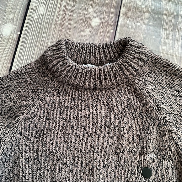 Zara Mockneck Pullover Sweater Asymmentrical Front Buttons - Picture 8 of 11